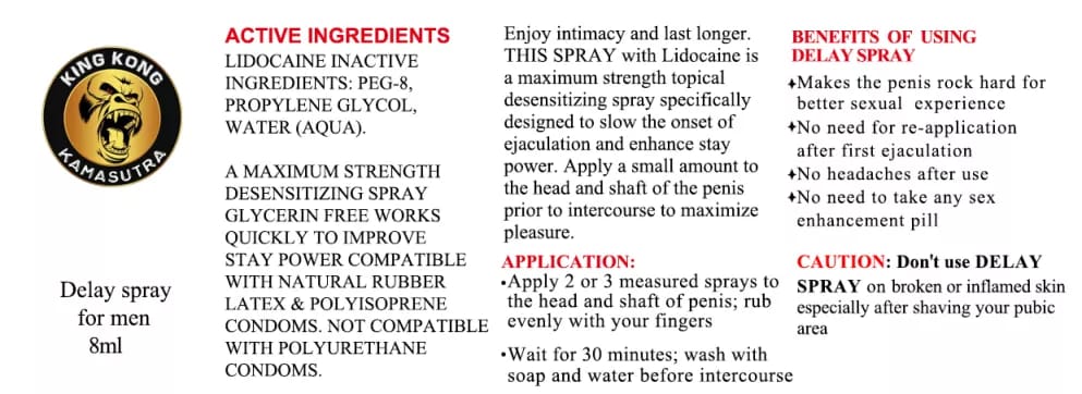 Lidocaine active ingredients; Propylene Glycol, Water (AQUA) 